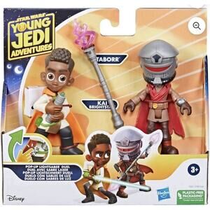 Star Wars Young Jedi Adventures Taborr vs Kai Brightstar Pop-Up Lightsaber Duel.